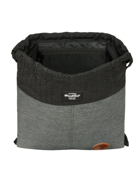 Sac à dos serré par des ficelles BlackFit8 Old school Noir Gris 35 x 40 x 1 cm