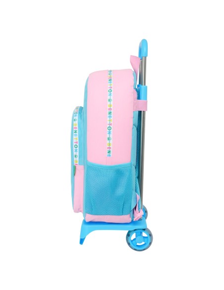 Cartable à roulettes Benetton Unique Rose Turquoise 30 x 46 x 14 cm