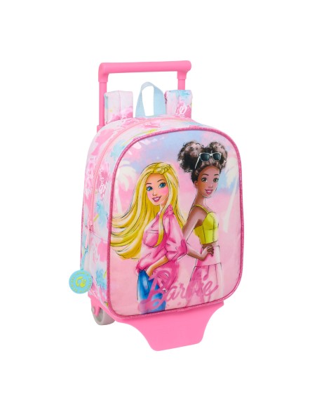 Cartable à roulettes Barbie Painterly Rose Bleu ciel 22 x 27 x 10 cm