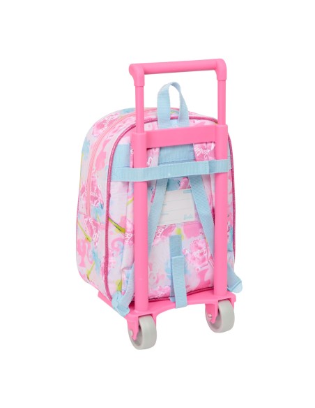 Cartable à roulettes Barbie Painterly Rose Bleu ciel 22 x 27 x 10 cm