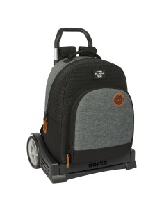 Cartable à roulettes BlackFit8 Old school Noir Gris 32 x 42 x 15 cm