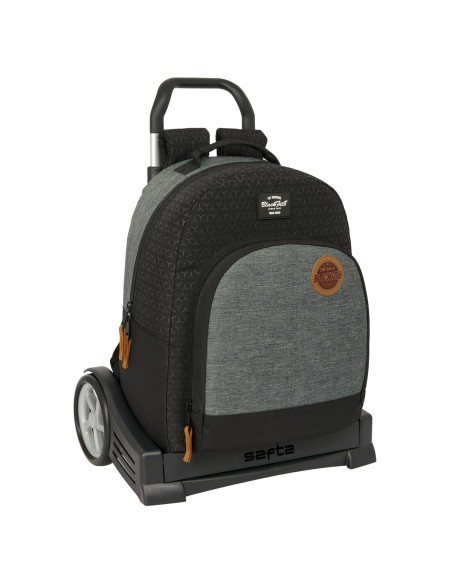 Cartable à roulettes BlackFit8 Old school Noir Gris 32 x 42 x 15 cm