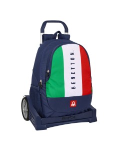 Cartable à roulettes Benetton Flag Blue marine 32 x 44 x 16 cm