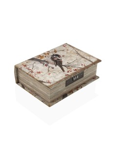 Boîte à bijoux Versa Toile Bois MDF 7 x 22 x 16 cm Oiseau