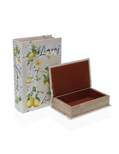 Boîte Décorative Versa Toile Bois MDF Citron