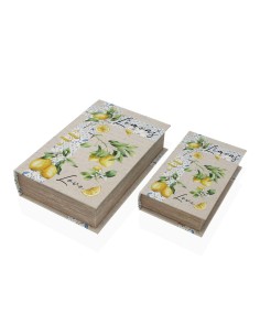 Boîte Décorative Versa Toile Bois MDF Citron 2