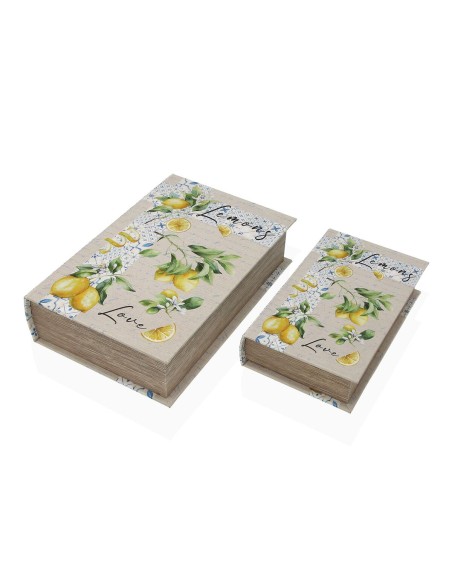 Boîte Décorative Versa Toile Bois MDF Citron