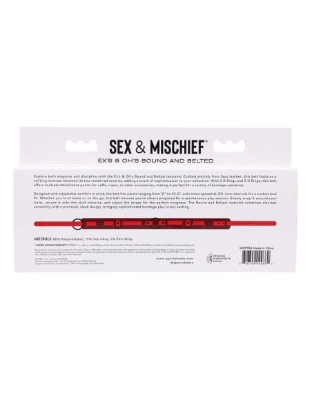 Ceinture réglable Sportsheets Sex and Mischief Rouge
