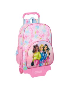 Cartable à roulettes Barbie Painterly Rose Bleu ciel 33 x 42 x 14 cm