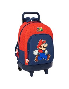 Cartable à roulettes Super Mario Trick Rouge Bleu foncé 33 x 45 x 22 cm