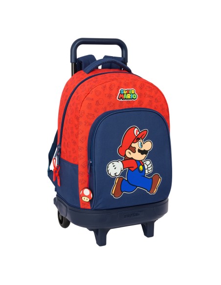Cartable à roulettes Super Mario Trick Rouge Bleu foncé 33 x 45 x 22 cm