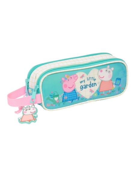 Trousse Fourre-Tout Double Peppa Pig Pretty flowers Jaune Menthe 21 x 8 x 6 cm
