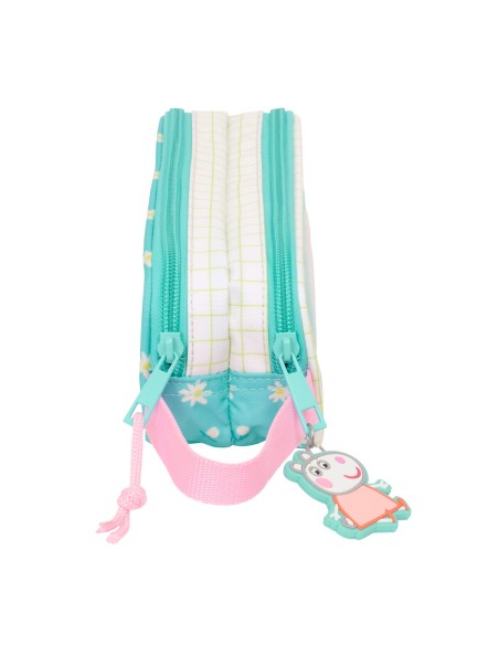 Trousse Fourre-Tout Double Peppa Pig Pretty flowers Jaune Menthe 21 x 8 x 6 cm
