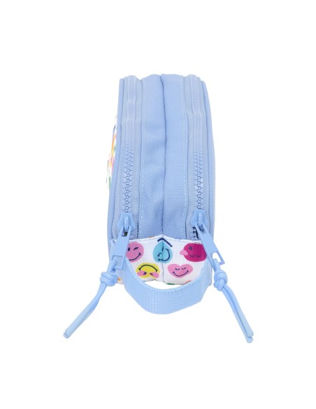 Trousse Fourre-Tout Double Smiley Joyful Multicouleur Bleu clair 21 x 8 x 6 cm