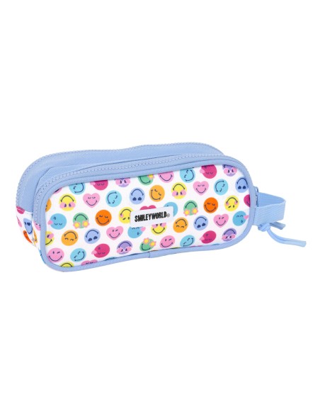 Trousse Fourre-Tout Double Smiley Joyful Multicouleur Bleu clair 21 x 8 x 6 cm