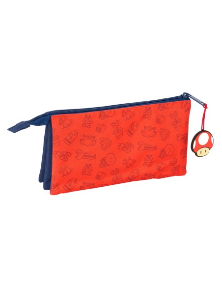 Trousse Fourre-Tout Triple Super Mario Trick Rouge Bleu foncé 22 x 12 x 3 cm