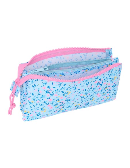 Trousse Fourre-Tout Triple Vicky Martín Berrocal Paraíso Rose Bleu clair 22 x 12 x 3 cm
