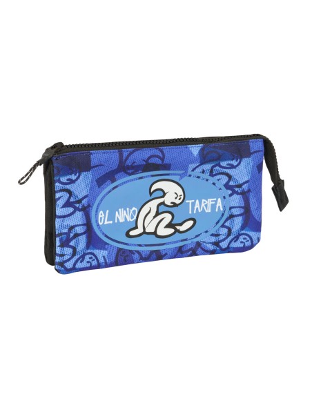 Trousse Fourre-Tout Triple El Niño Roller Bleu Noir 22 x 12 x 3 cm