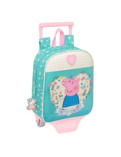Cartable à roulettes Peppa Pig Pretty flowers Jaune Menthe 22 x 27 x 10 cm