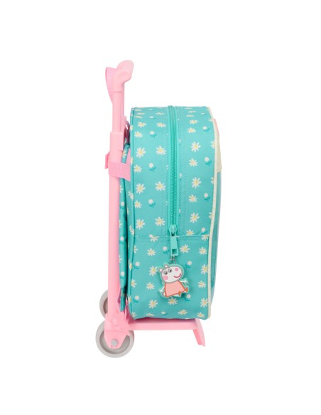 Cartable à roulettes Peppa Pig Pretty flowers Jaune Menthe 22 x 27 x 10 cm