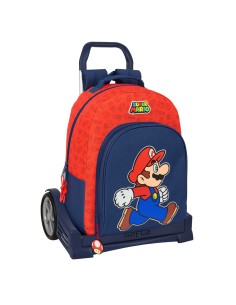 Cartable à roulettes Super Mario Trick Rouge Bleu foncé 32 x 42 x 15 cm