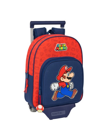 Cartable à roulettes Super Mario Trick Rouge Bleu foncé 28 x 34 x 10 cm