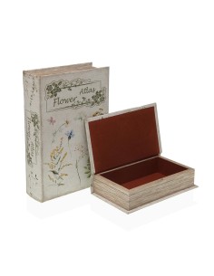 Boîte Décorative Versa Toile Bois MDF Fleurs