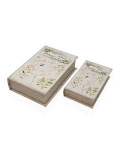 Boîte Décorative Versa Toile Bois MDF Fleurs 2