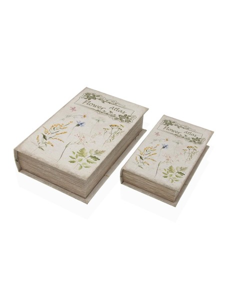 Boîte Décorative Versa Toile Bois MDF Fleurs