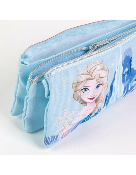 Trousse Fourre-Tout Triple Frozen Bleu clair Light Blue 2,2 x 1,1 x 22,5 cm