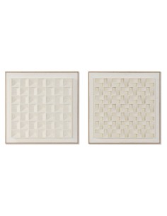 Cadre Home ESPRIT Beige Géométrique Moderne 60 x 7 x 60 cm (2 Unités)