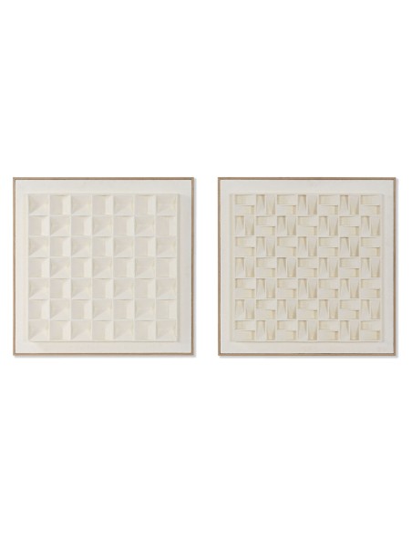 Cadre Home ESPRIT Beige Géométrique Moderne 60 x 7 x 60 cm (2 Unités)