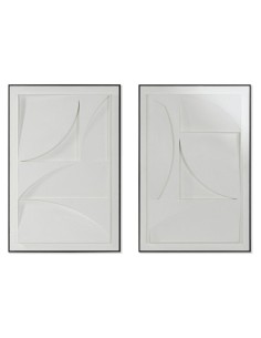 Cadre Home ESPRIT Blanc Noir Abstrait Urbaine 60 x 6,5 x 90 cm (2 Unités)