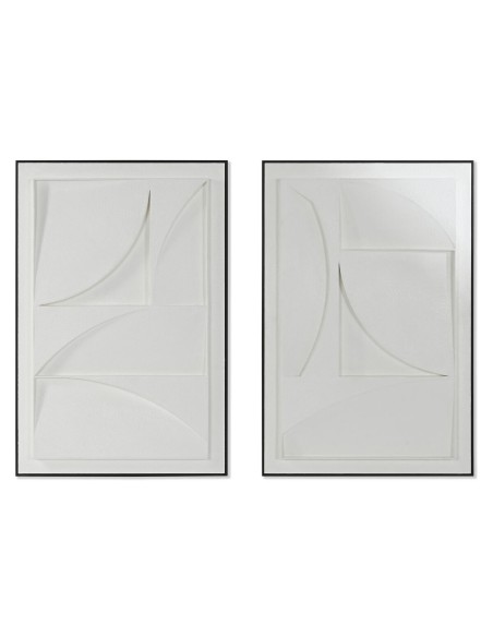 Cadre Home ESPRIT Blanc Noir Abstrait Urbaine 60 x 6,5 x 90 cm (2 Unités)
