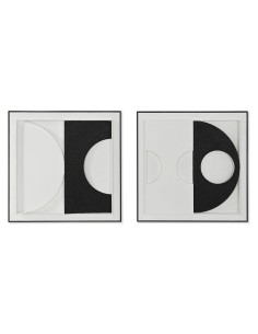 Cadre Home ESPRIT Blanc Noir Abstrait Moderne 60 x 6,5 x 60 cm (2 Unités)