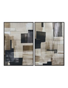 Cadre Home ESPRIT Noir Beige Abstrait Urbaine 83 x 4 x 123 cm (2 Unités)