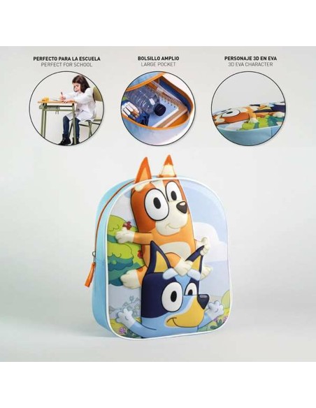 Cartable 3D Bluey Bleu