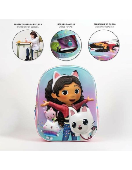 Cartable 3D Gabby's Dollhouse Rose 25,0 x 31,0 x 10,0 cm