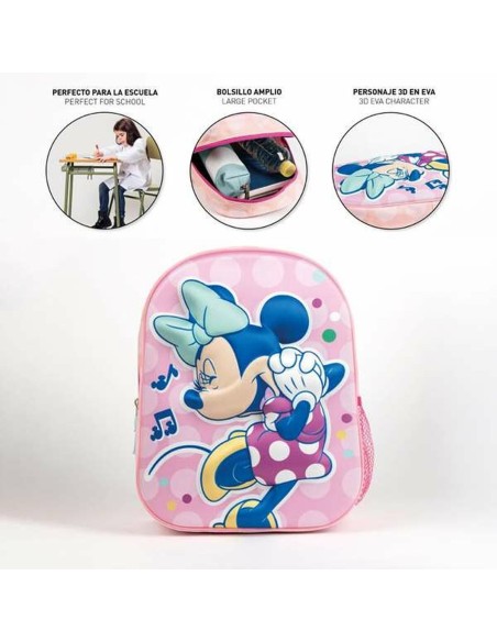 Cartable 3D Minnie Mouse Rose 25,0 x 31,0 x 10,0 cm