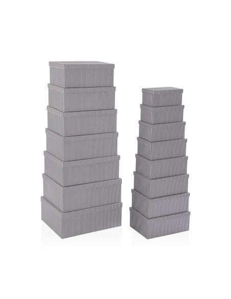 Set de boîtes décoratives Versa Gris Carton (15 Pièces)