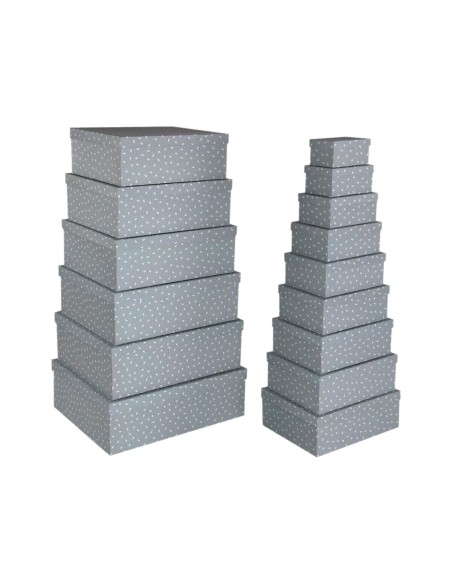 Set de boîtes décoratives Versa Gris Carton Fleurs (15 Pièces)