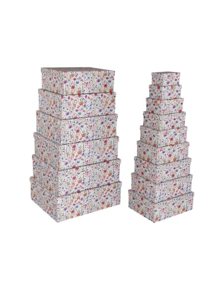 Set de boîtes décoratives Versa Carton Fleurs (15 Pièces)