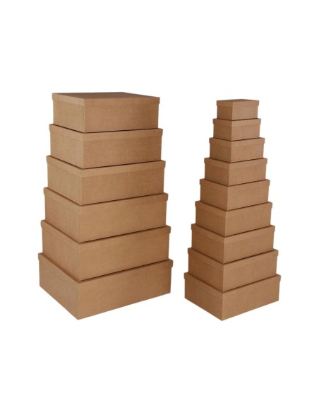 Set de boîtes décoratives Versa Marron Carton (15 Pièces)
