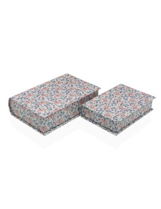 Boîte Décorative Versa Toile Bois MDF Fleurs Livre