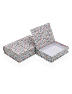 Boîte Décorative Versa Toile Bois MDF Fleurs Livre 2