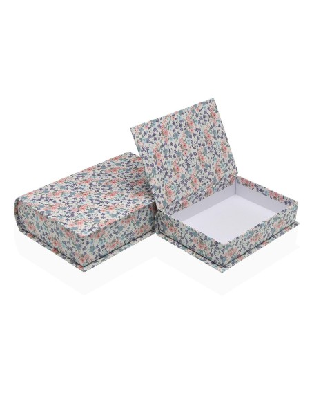 Boîte Décorative Versa Toile Bois MDF Fleurs Livre