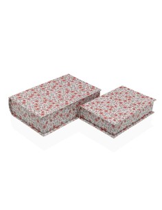 Boîte Décorative Versa Toile Bois MDF Livre Roses