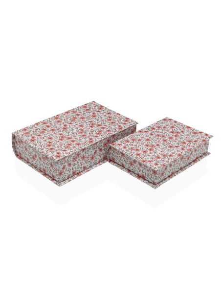 Boîte Décorative Versa Toile Bois MDF Livre Roses
