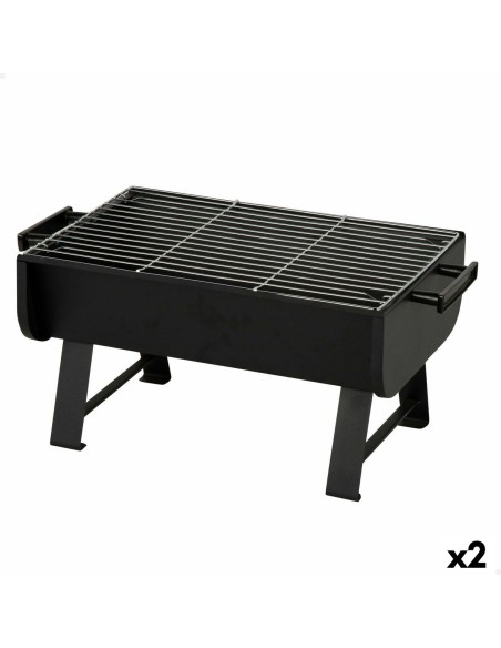 Barbecue Portable Aktive Acier 45 x 25 x 30 cm Noir (2 Unités)