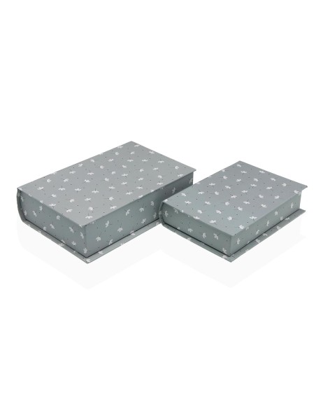 Boîte Décorative Versa Toile Bois MDF Fleurs Livre